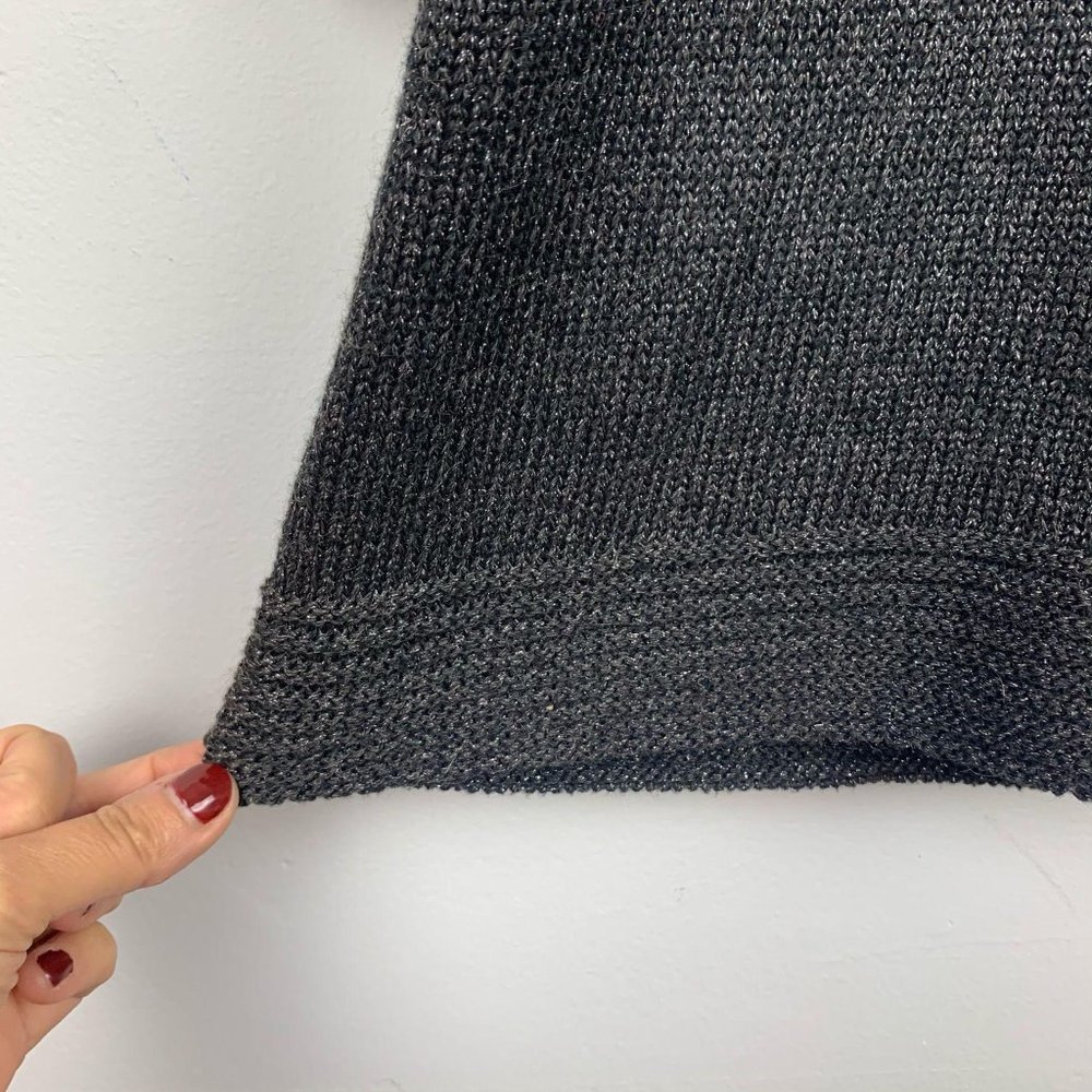 REBECCA‎ TAYLOR Black Wool Mohair Metallic V-Neck Sweater Dress Sz S - Picture 5 of 10